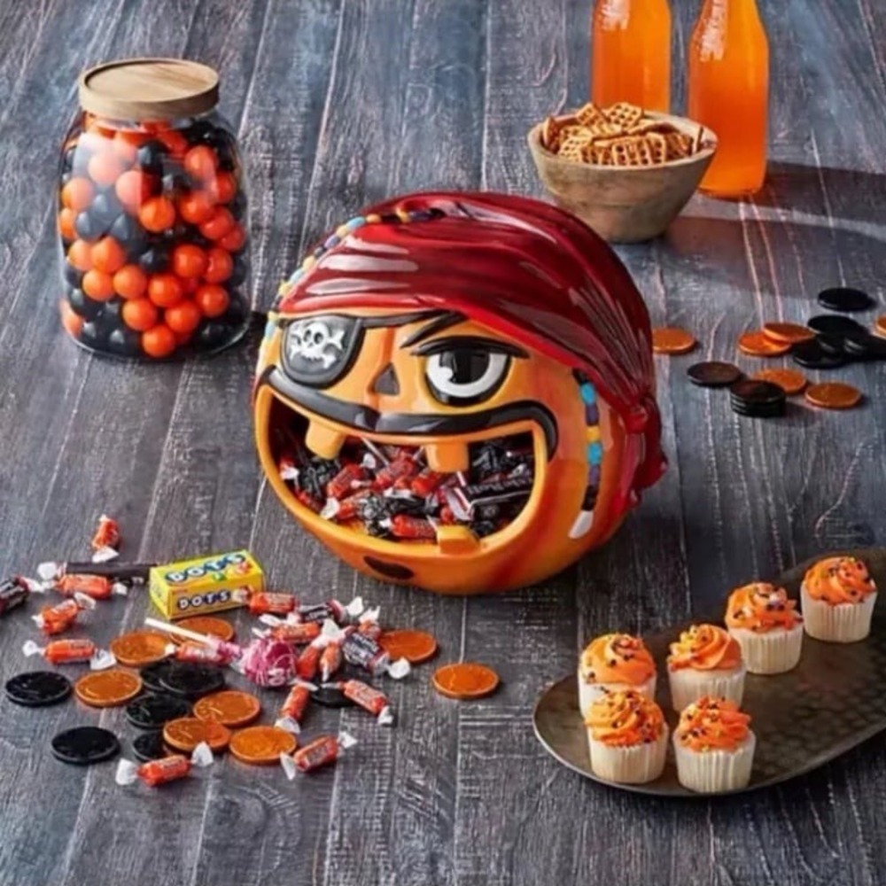 Member's Mark Halloween Ceramic Pirate Candy Bowl NIB‎